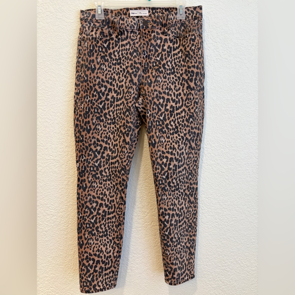 Gap True Skinny Leopard Print Jeans Size 31 Animal Print High Rise